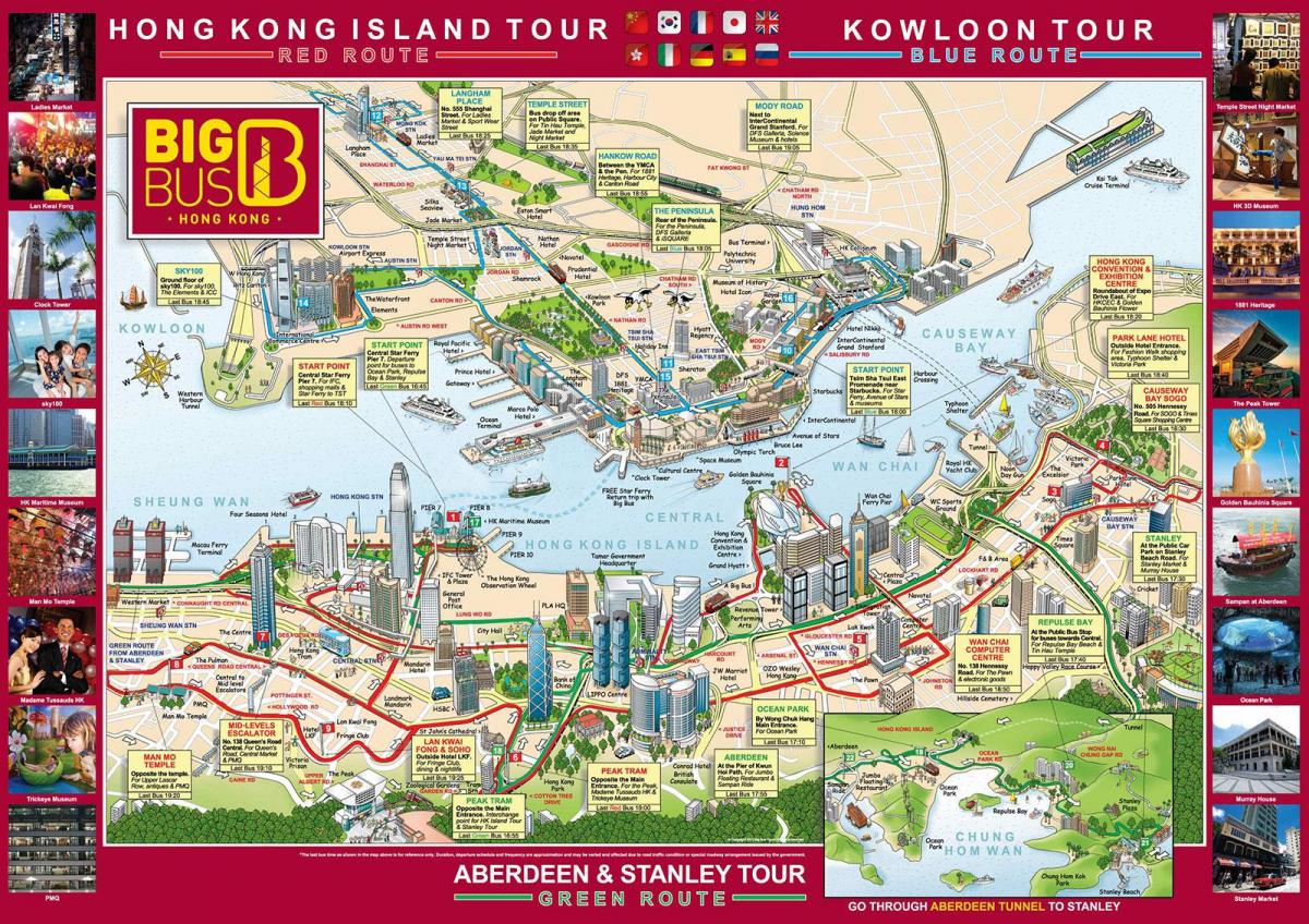 Hong Kong autobus handi tour mapa