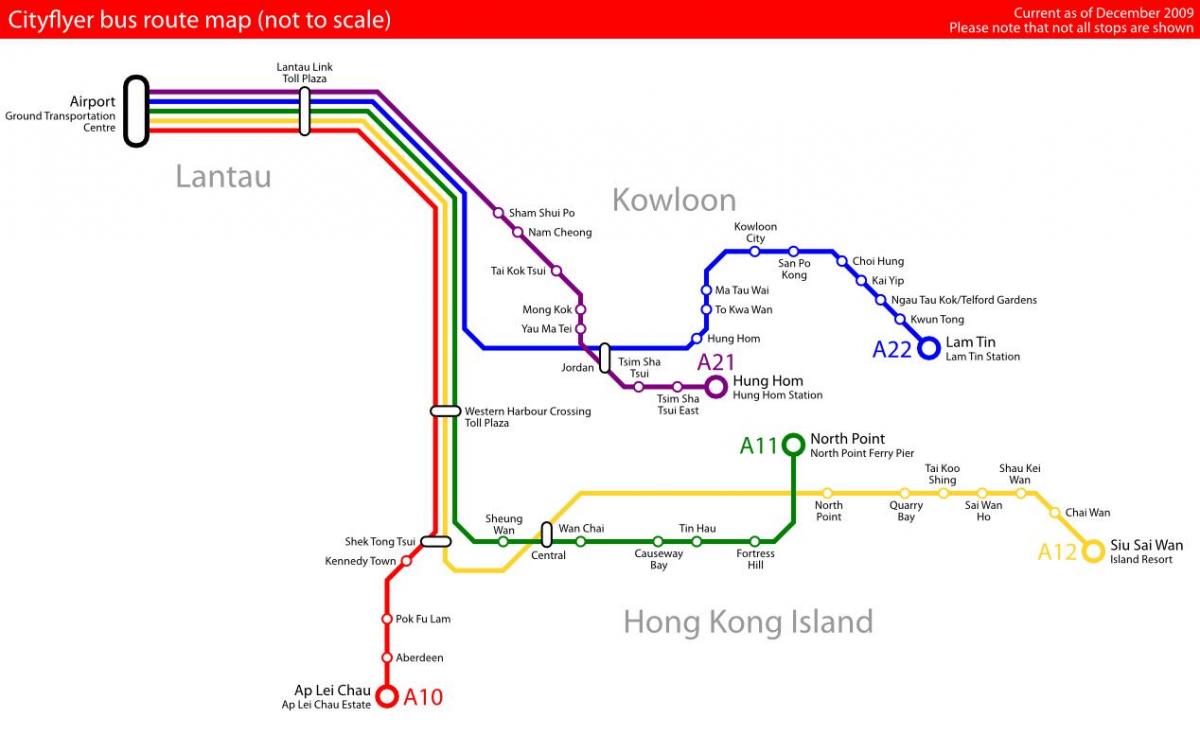 Hong Kong autobus ibilbidea mapa