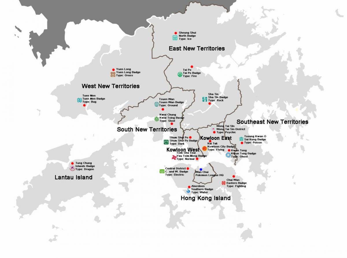 mapa Hong Kong auzoetan