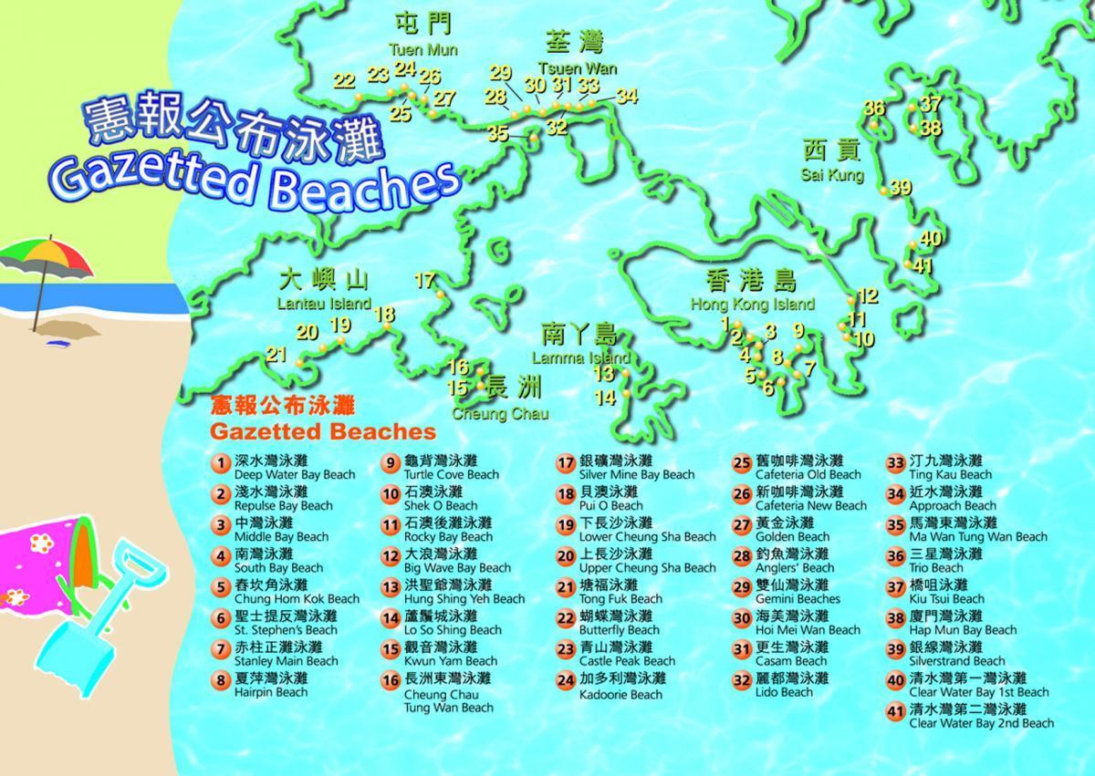 mapa Hong Kong hondartzak