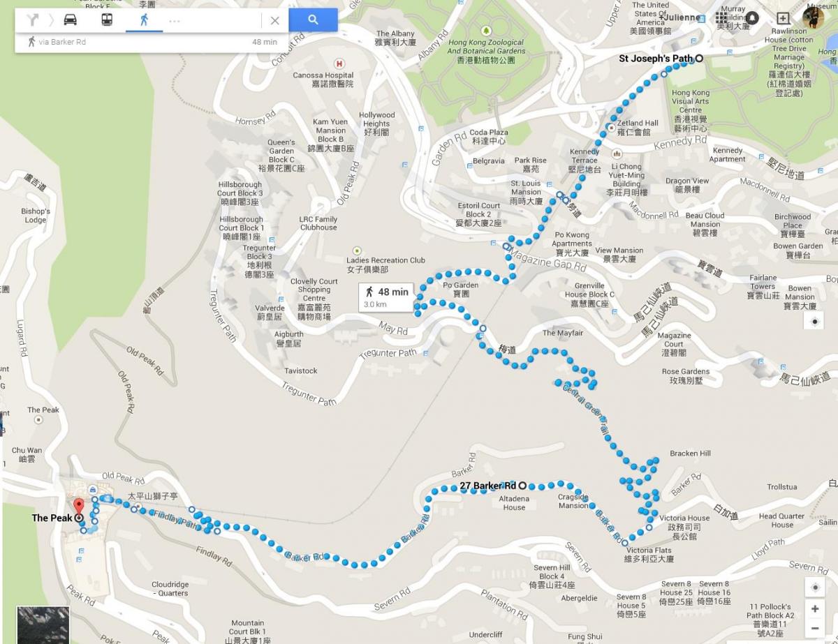 Hong Kong senderismo ibilbide mapa