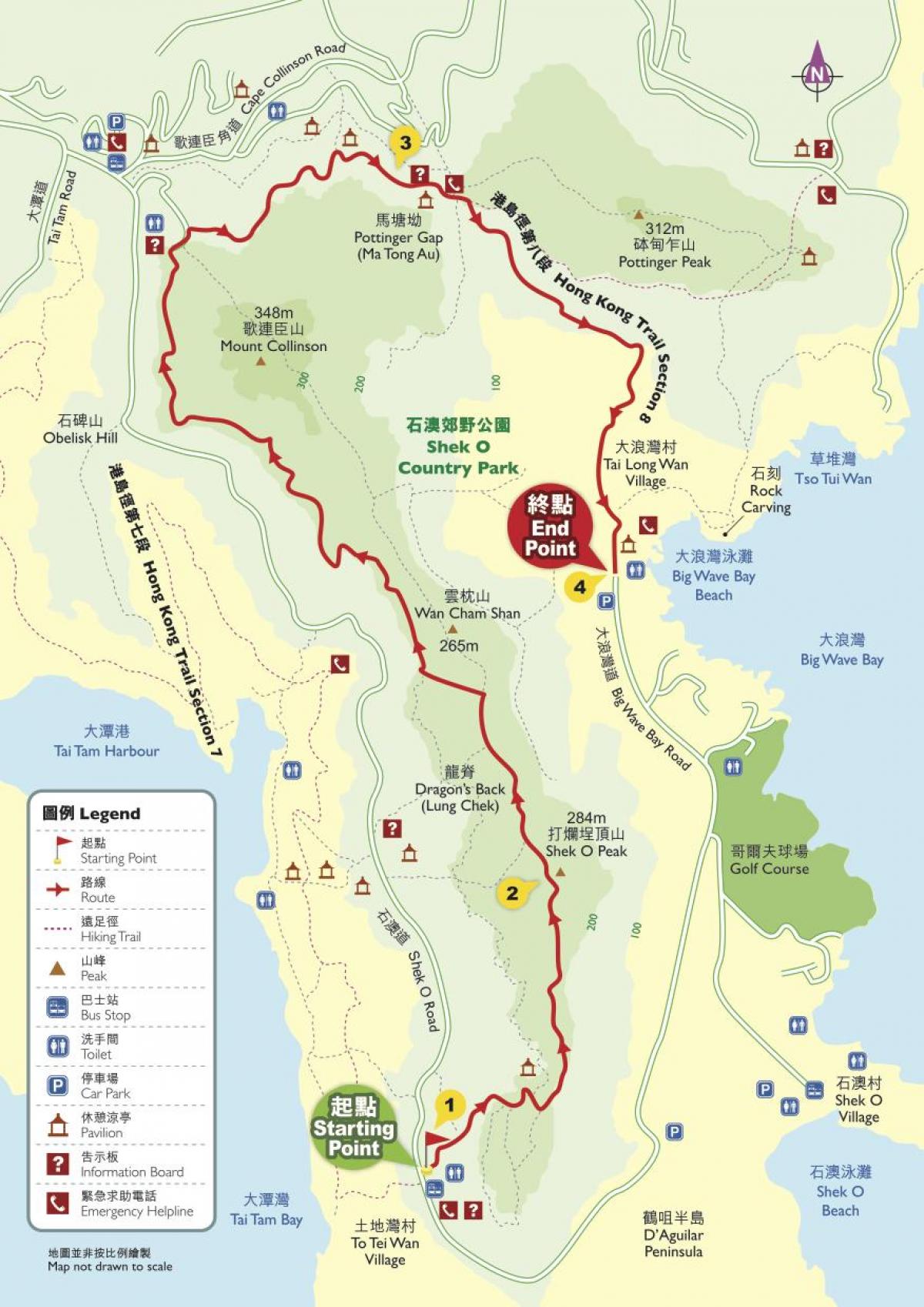 mendi-ibiliak mapa Hong Kong