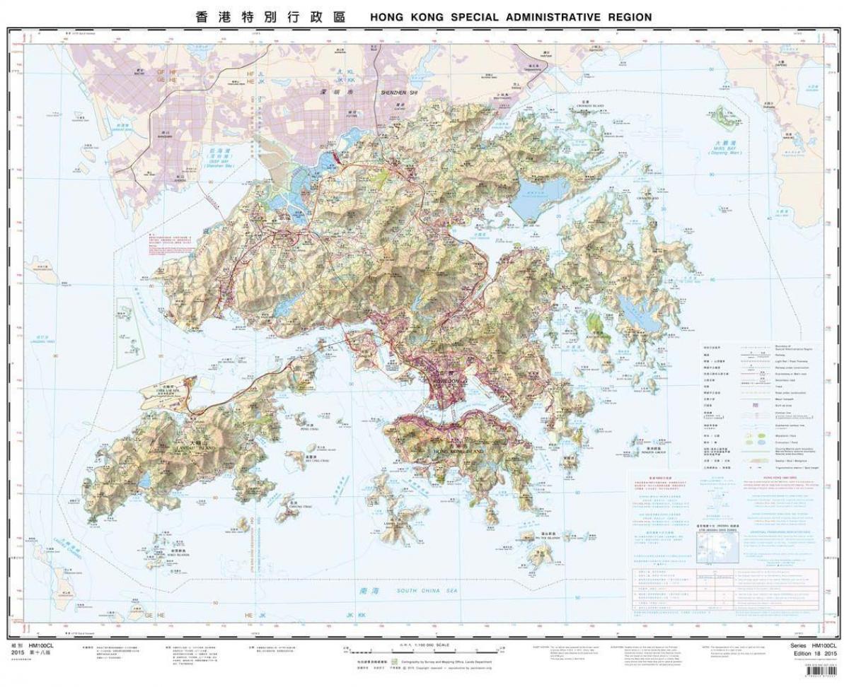 mapa topografiko Hong Kong