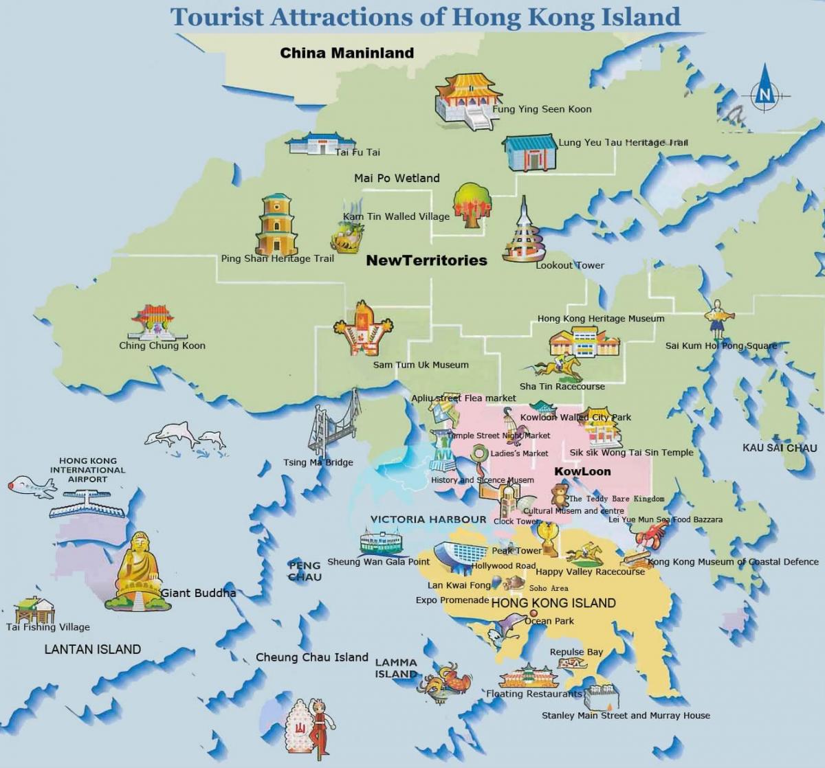 Hong Kong-en mapa turistikoa