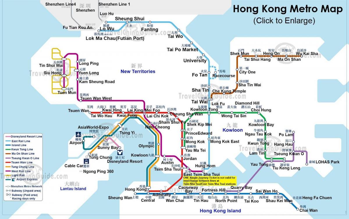 metro mapa Hong Kong