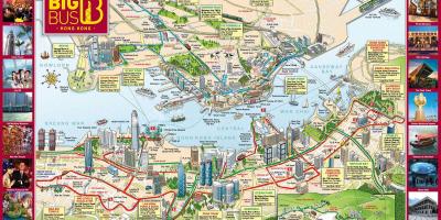 Hong Kong autobus handi tour mapa