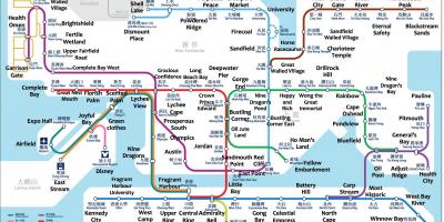 MTR geltokia mapa Hong Kong
