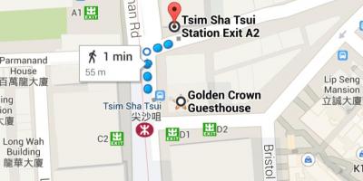 Tsim Sha Tsui MTR geltokia mapa