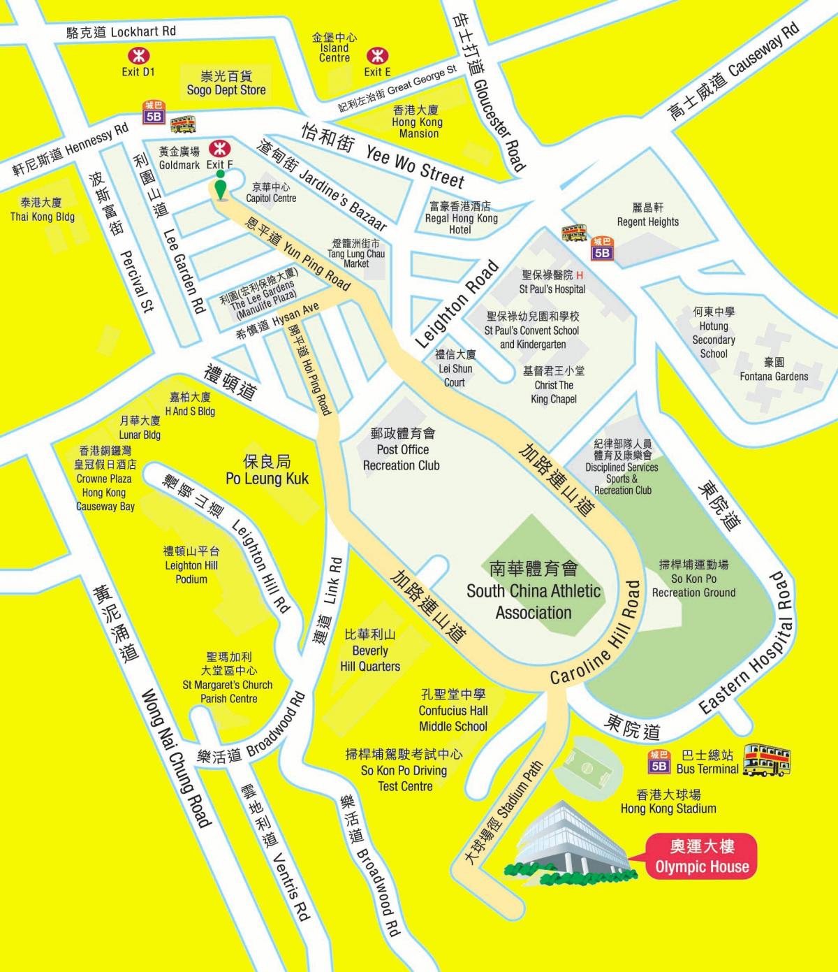 Olinpiar MTR geltokia mapa